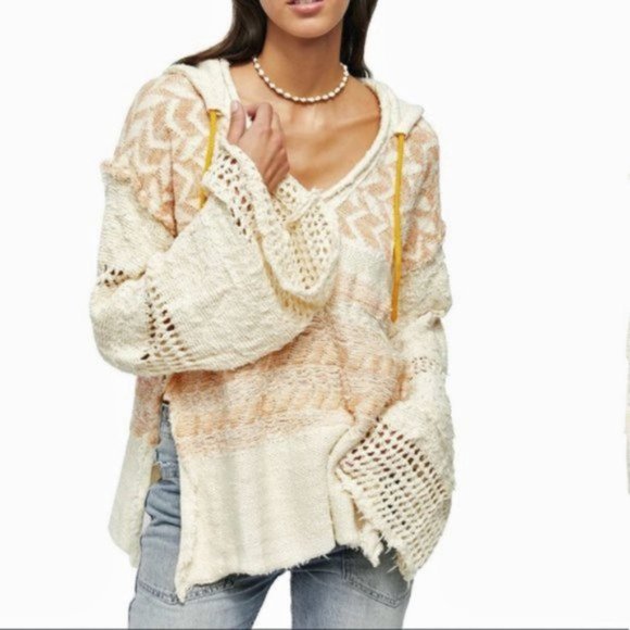 Free People Tops - Free People Boho Oversized Coastline Hoodie XS NWT